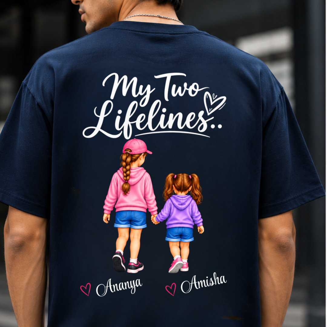MY TWO LIFELINES BACK PRINT CUSTOMIZED TEE