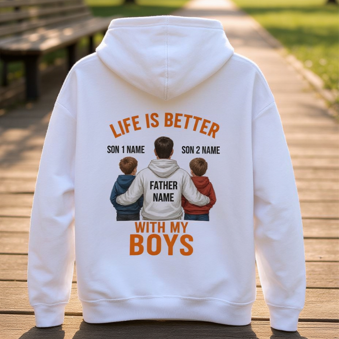 LIFE WITH BOYS CUSTOMIZED BACK PRINT HOODIE