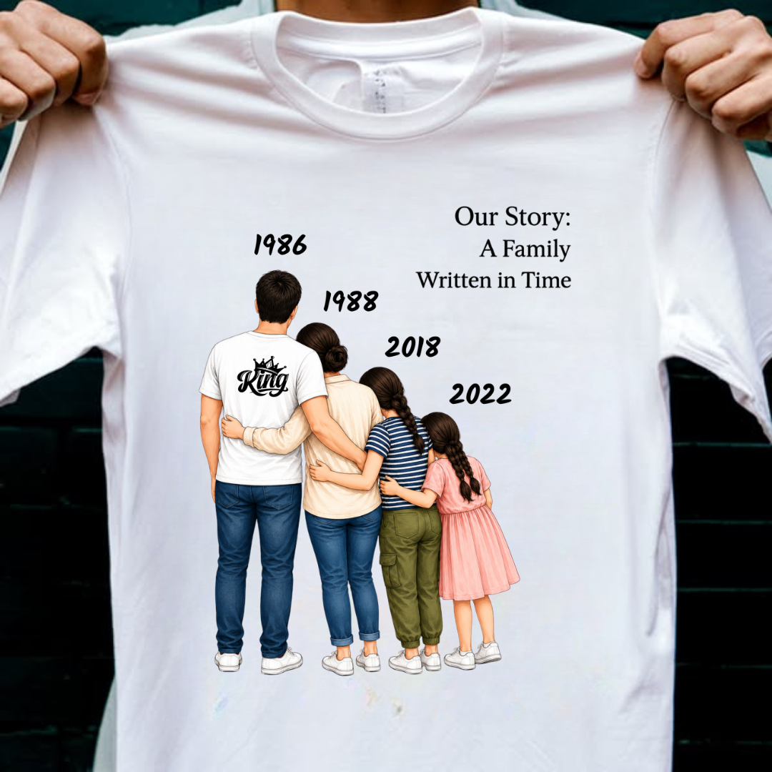 FAMILY IN TIME WITH TWO DAUGHTERS CUSTOMIZED TEE