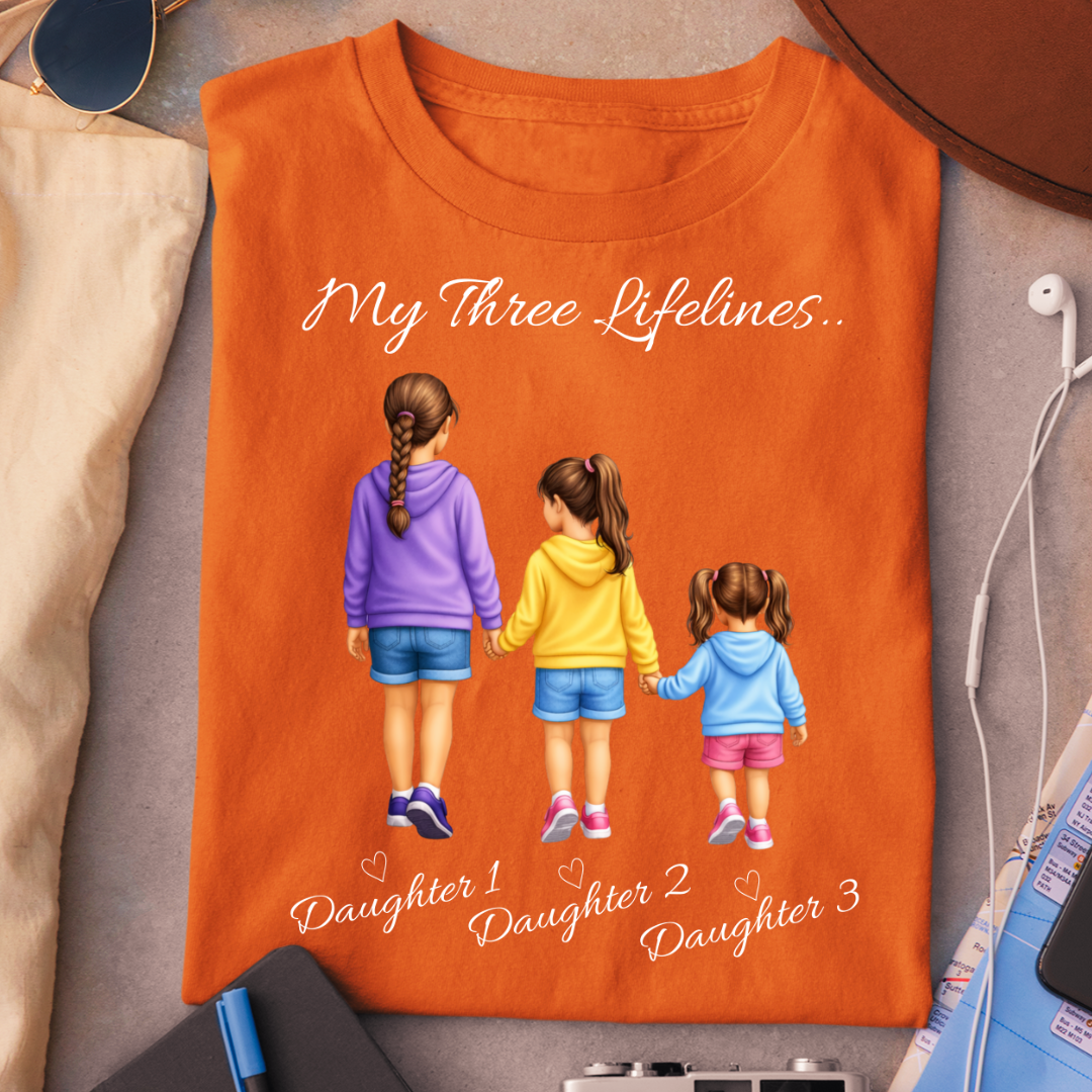 MY LIFELINES MY THREE DAUGHTERS CUSTOMIZED TEE