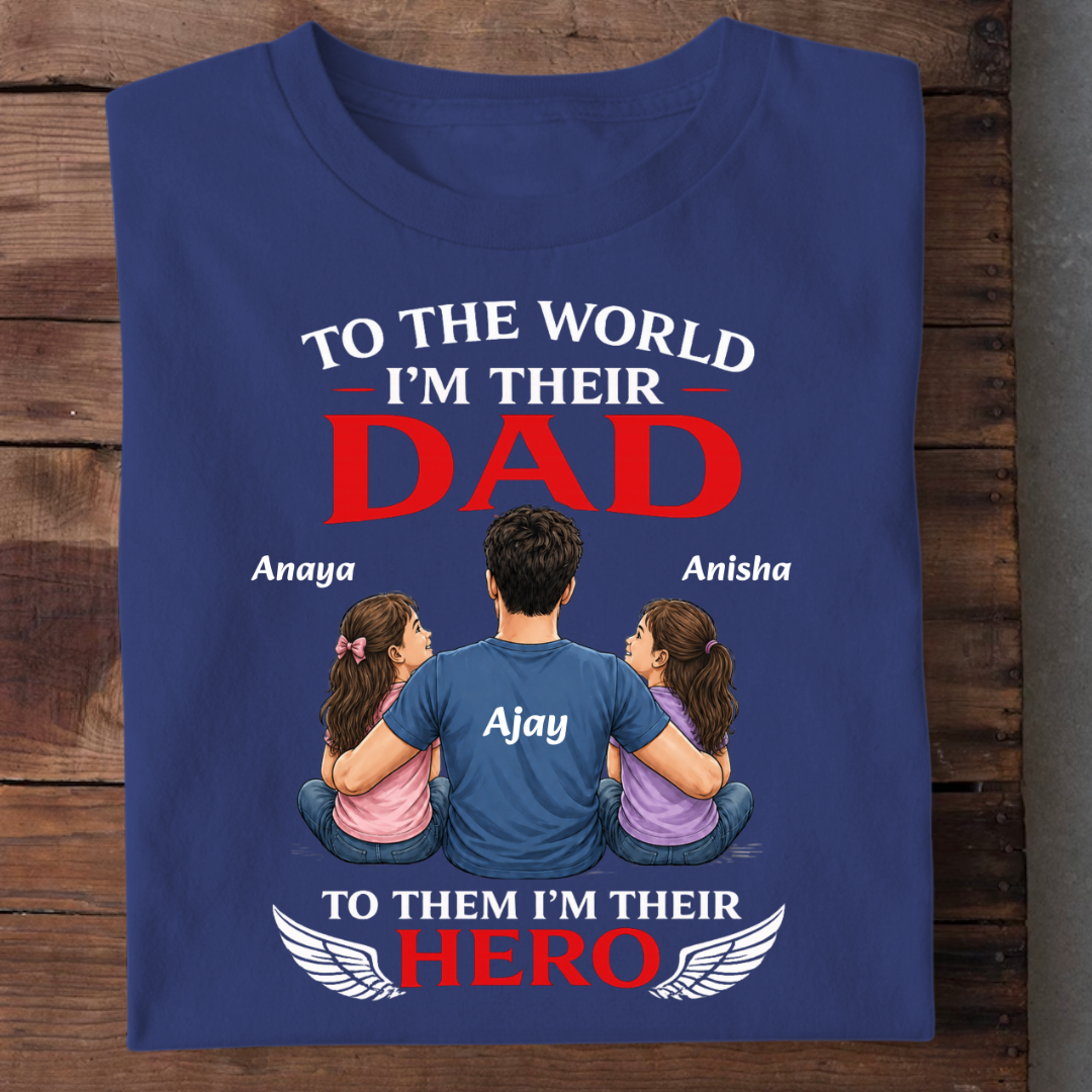 HERO DAD OF TWO DAUGTER CUSTOMIZED TEE