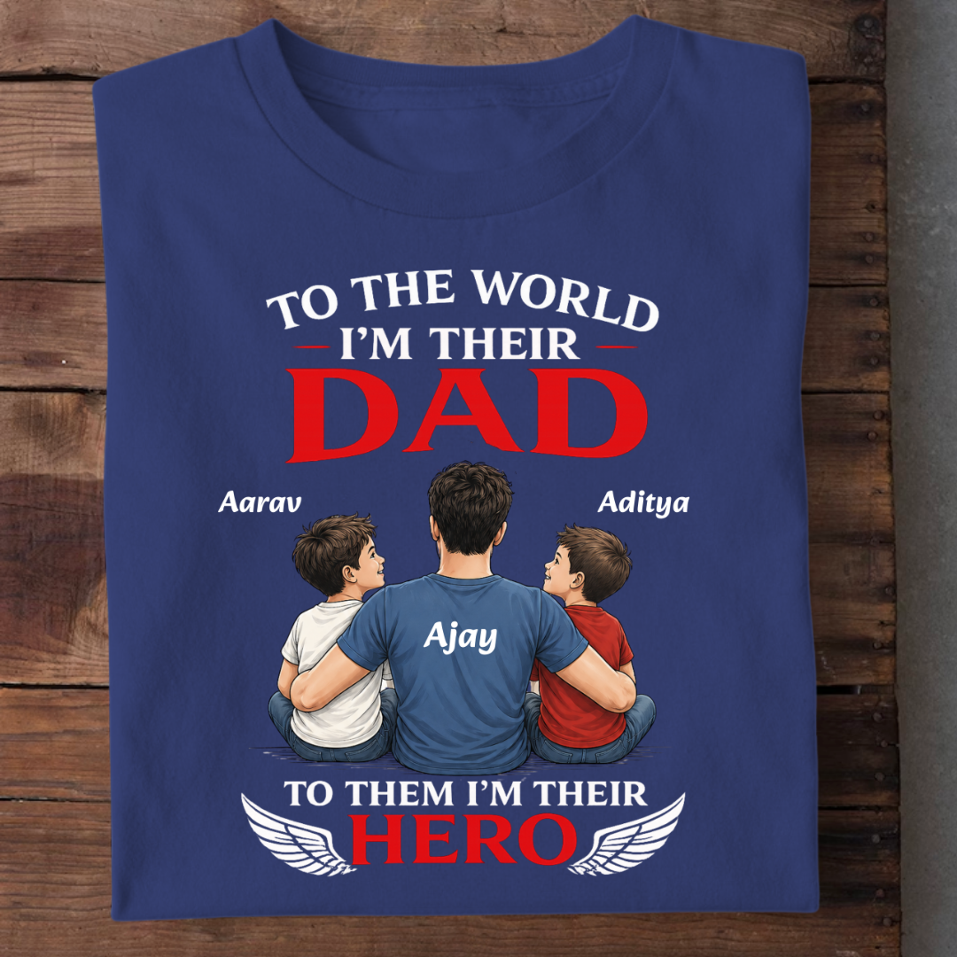 HERO DAD OF TWO SON CUSTOMIZED TEE