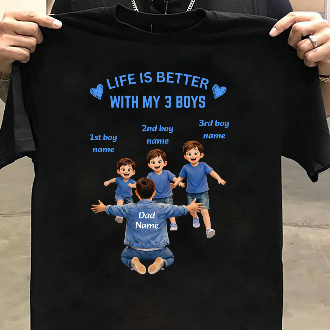 LIFE WITH 3 BOYS CUSTOMIZED TEE