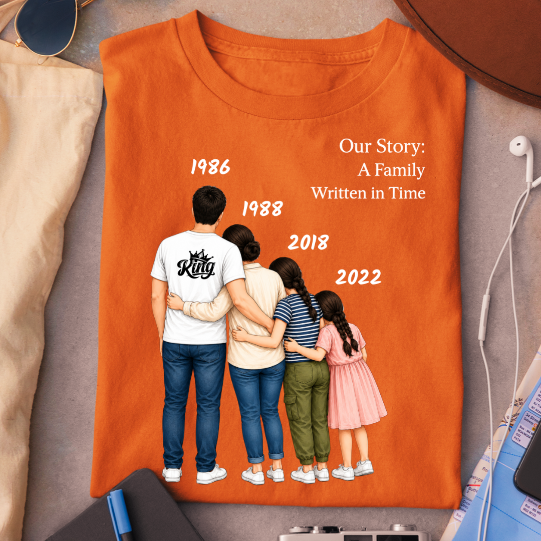FAMILY IN TIME WITH TWO DAUGHTERS CUSTOMIZED TEE