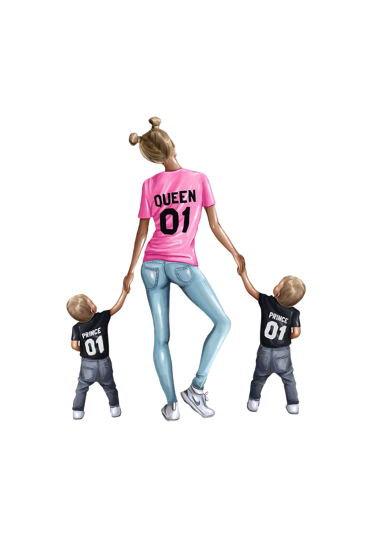 MOM QUEEN 2 SON FRONT BACK PRINT