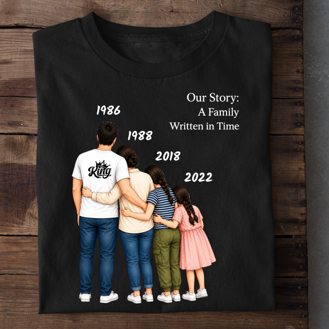 FAMILY IN TIME WITH TWO DAUGHTERS CUSTOMIZED TEE
