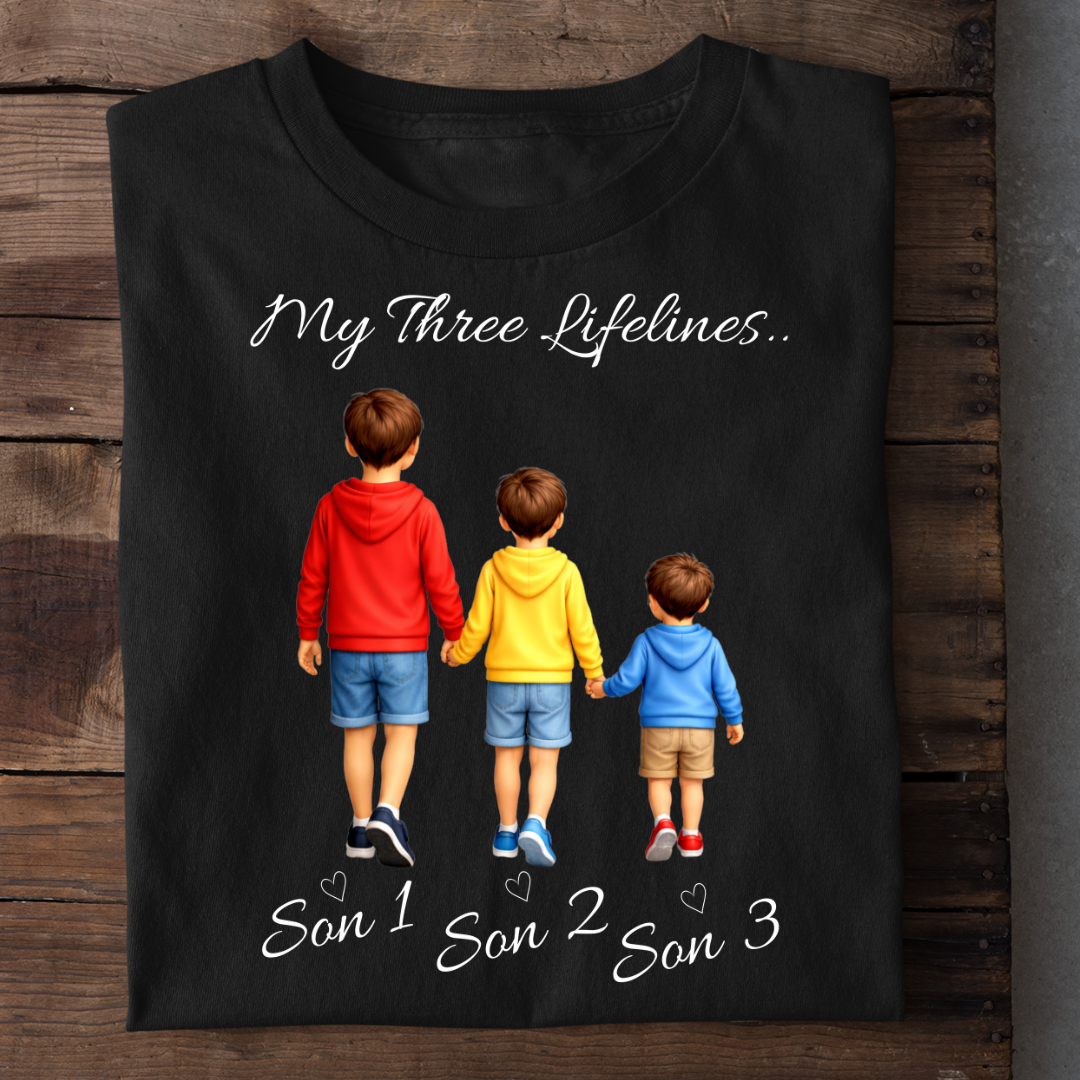 MY LIFELINES MY THREE SONS CUSTOMIZED TEE
