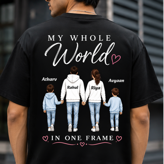 WHOLE WORLD TWO SON BACK PRINT CUSTOMIZED TEE
