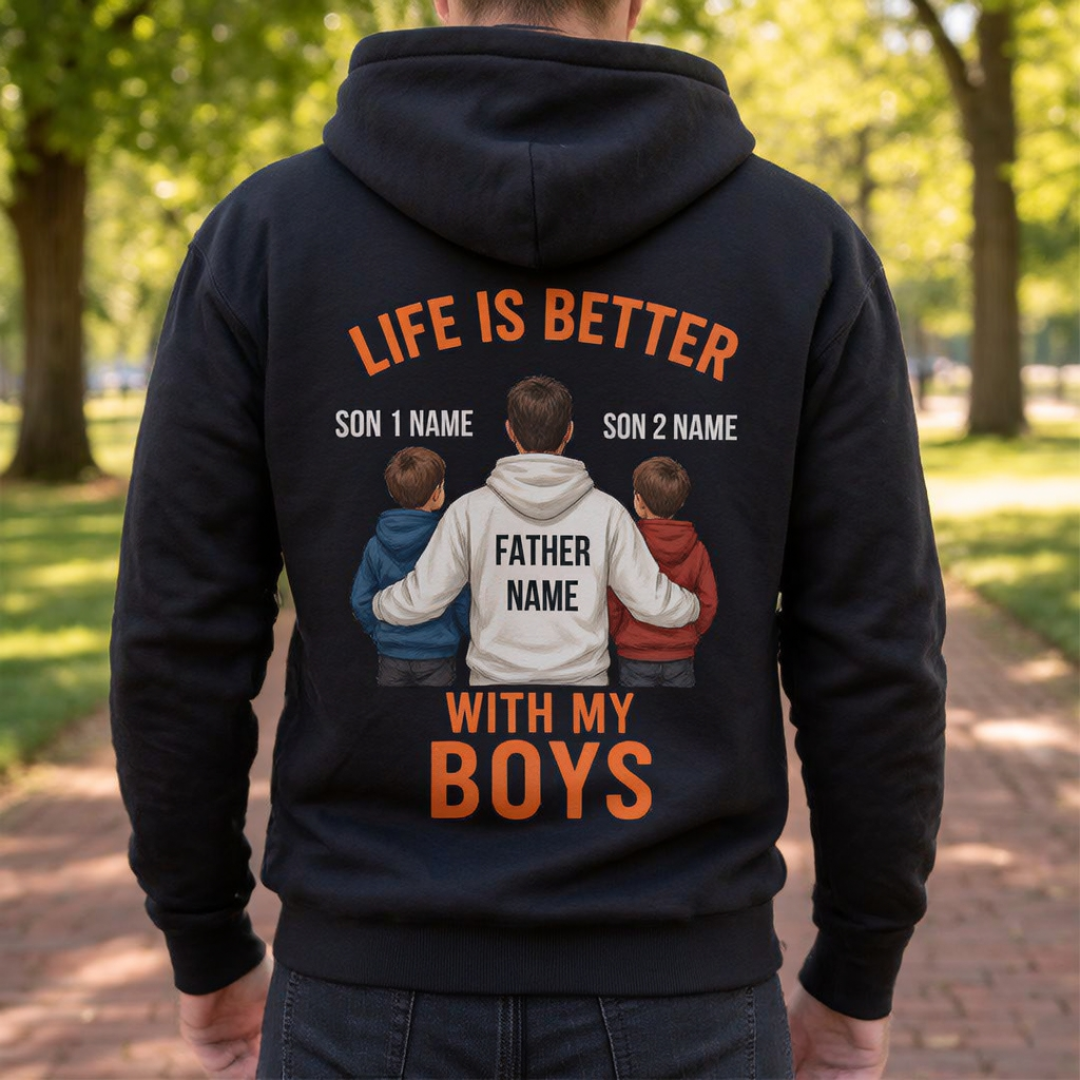 LIFE WITH BOYS CUSTOMIZED BACK PRINT HOODIE