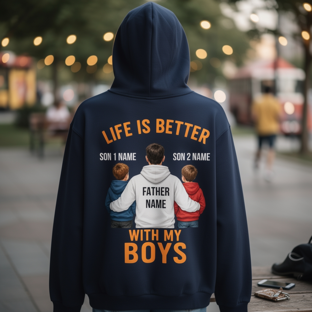 LIFE WITH BOYS CUSTOMIZED BACK PRINT HOODIE