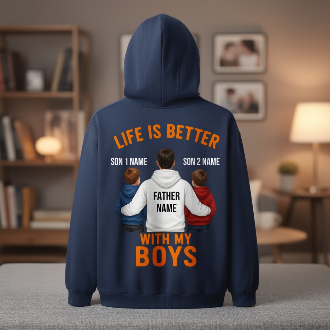 LIFE WITH BOYS CUSTOMIZED BACK PRINT HOODIE