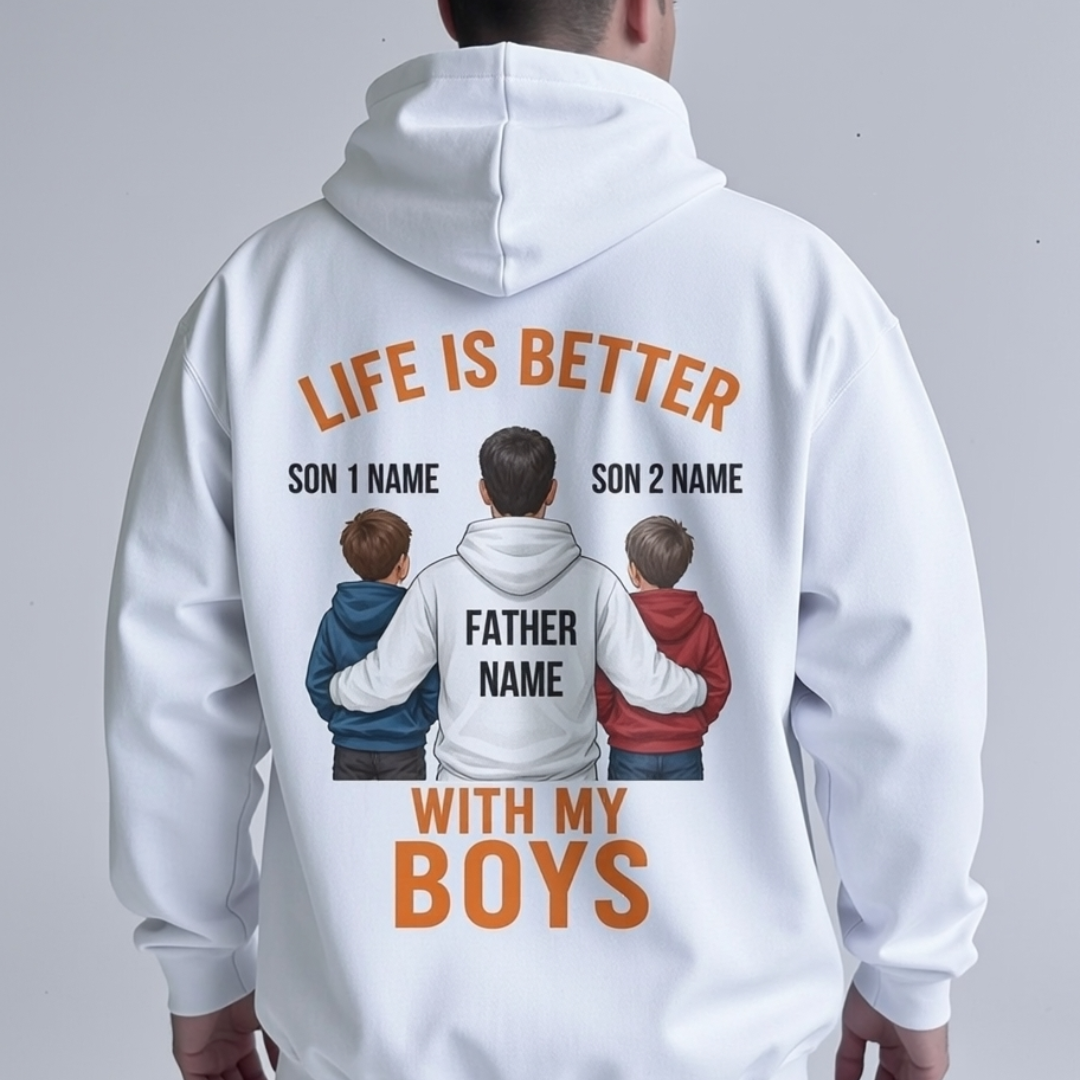 LIFE WITH BOYS CUSTOMIZED BACK PRINT HOODIE