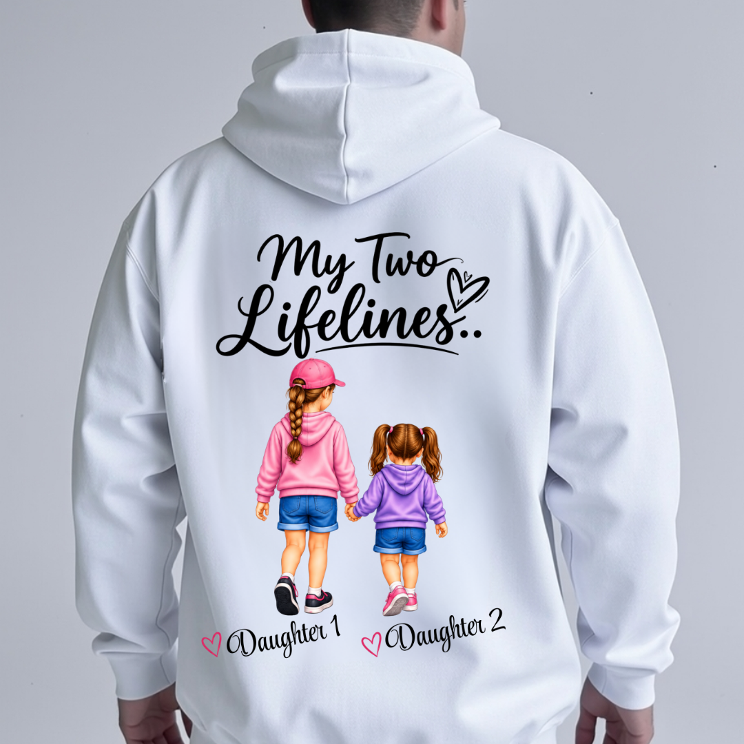 MY TWO LIFELINES CUSTOMIZED BACK PRINT HOODIE