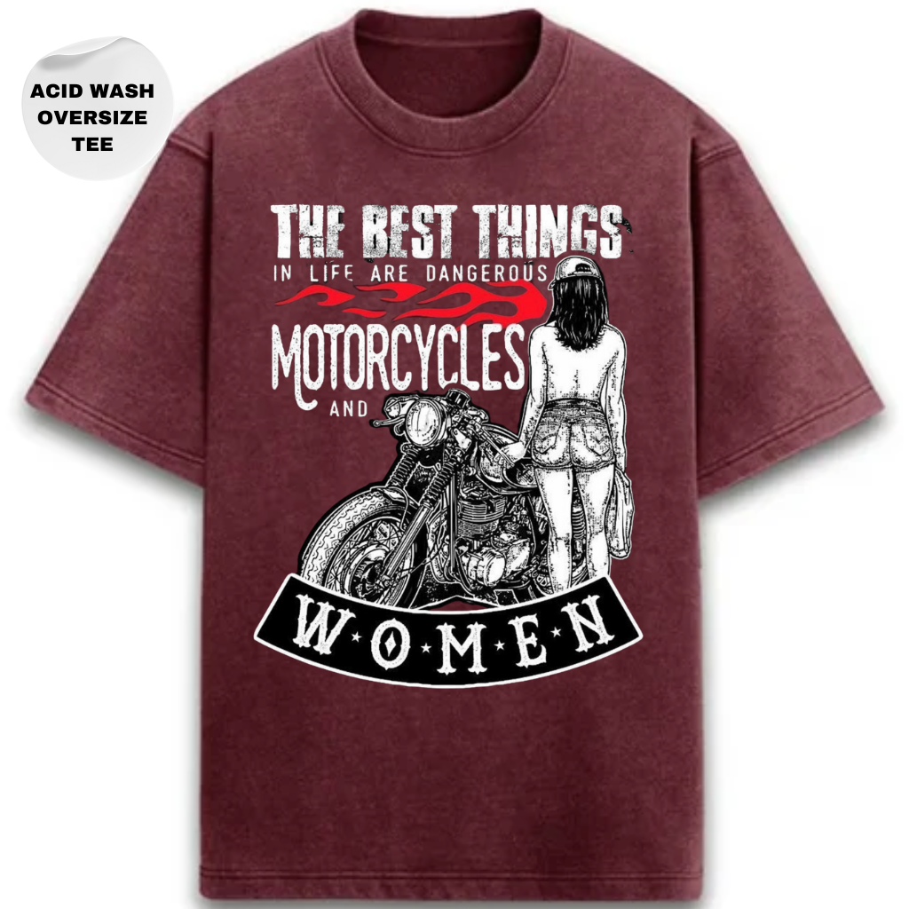 MOTORCYCLES AND WOMEN - ACID WASH OVERSIZE