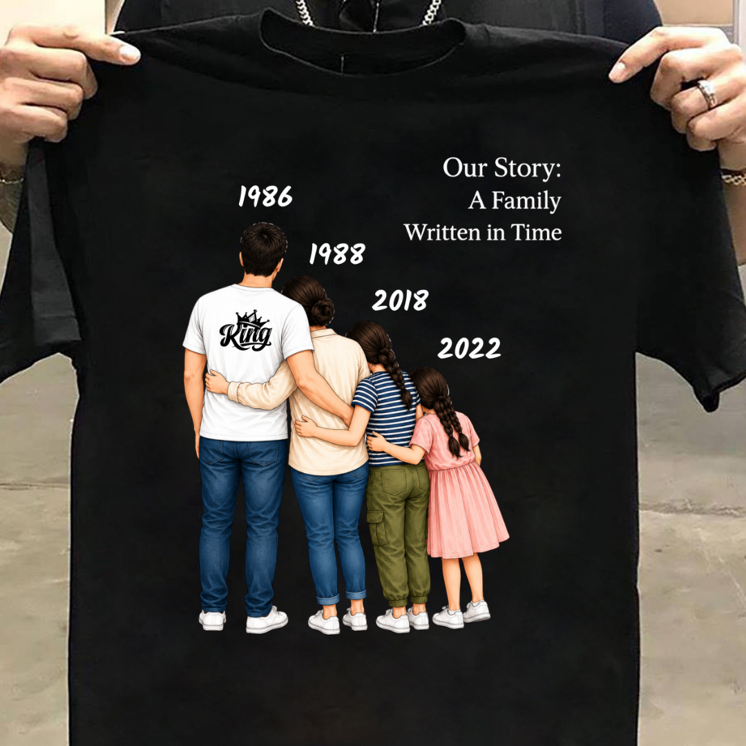 FAMILY IN TIME WITH TWO DAUGHTERS CUSTOMIZED TEE