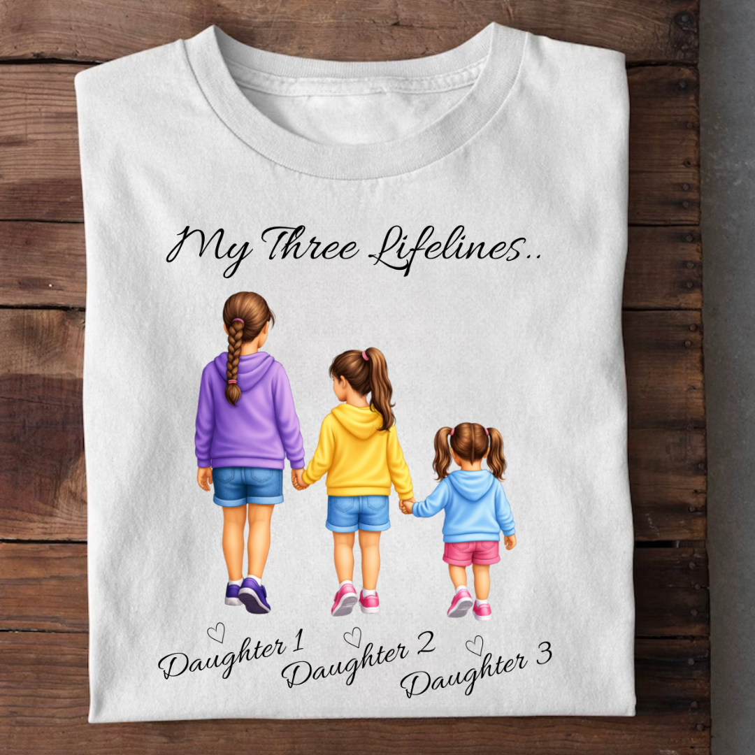 MY LIFELINES MY THREE DAUGHTERS CUSTOMIZED TEE