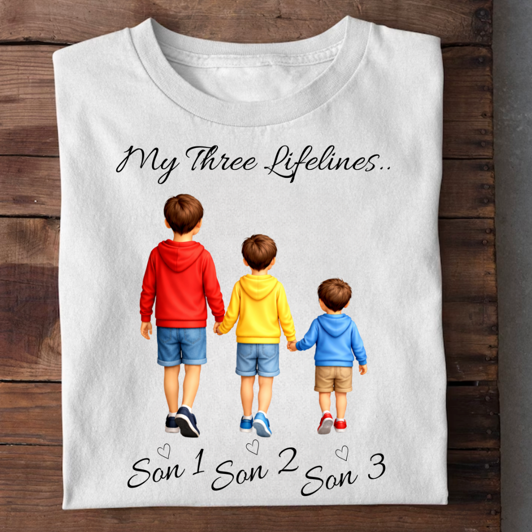 MY LIFELINES MY THREE SONS CUSTOMIZED TEE