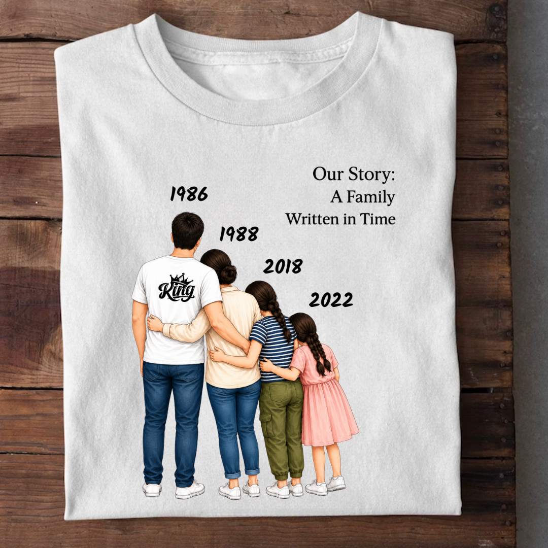FAMILY IN TIME WITH TWO DAUGHTERS CUSTOMIZED TEE