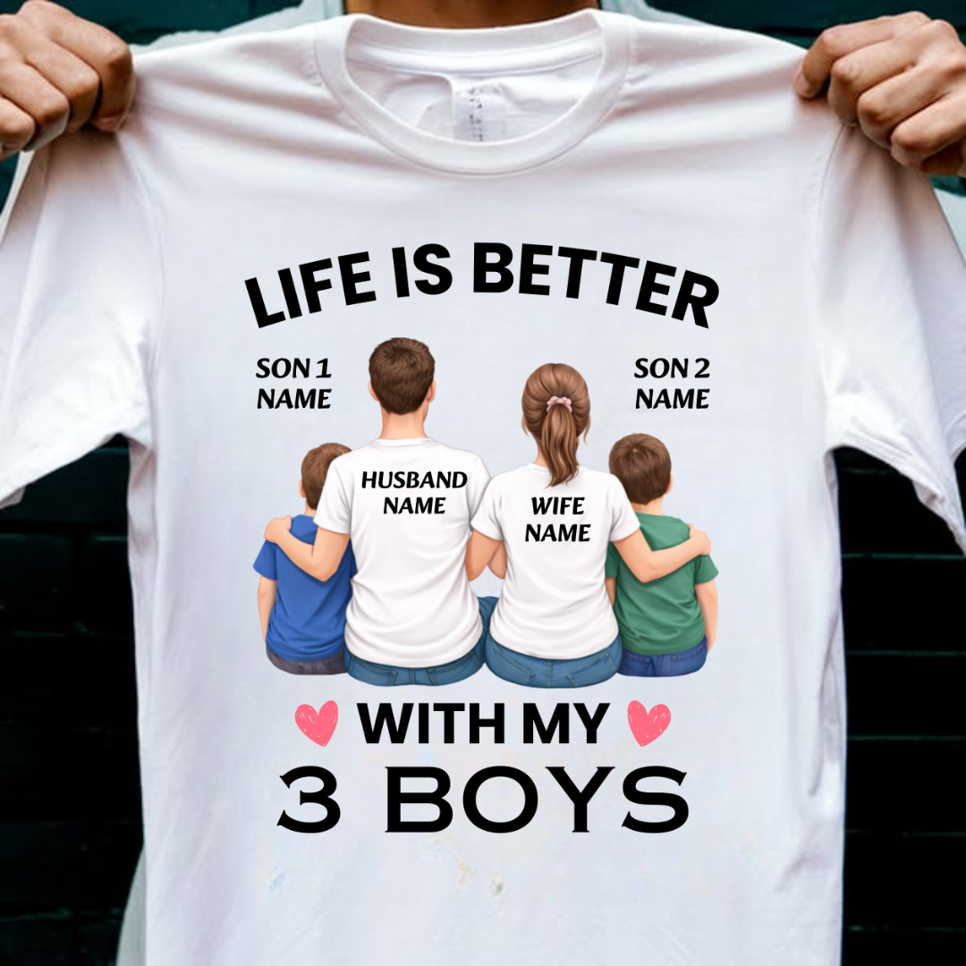 LIFE WITH 3 BOYS CUSTOMIZED TEE