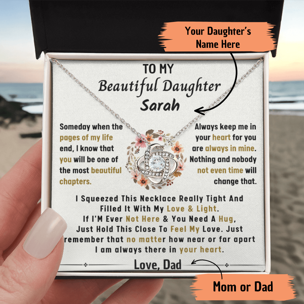 BEAUTIFUL DAUGHTER CUSTOMIZED LOVEKNOT NECKLACE