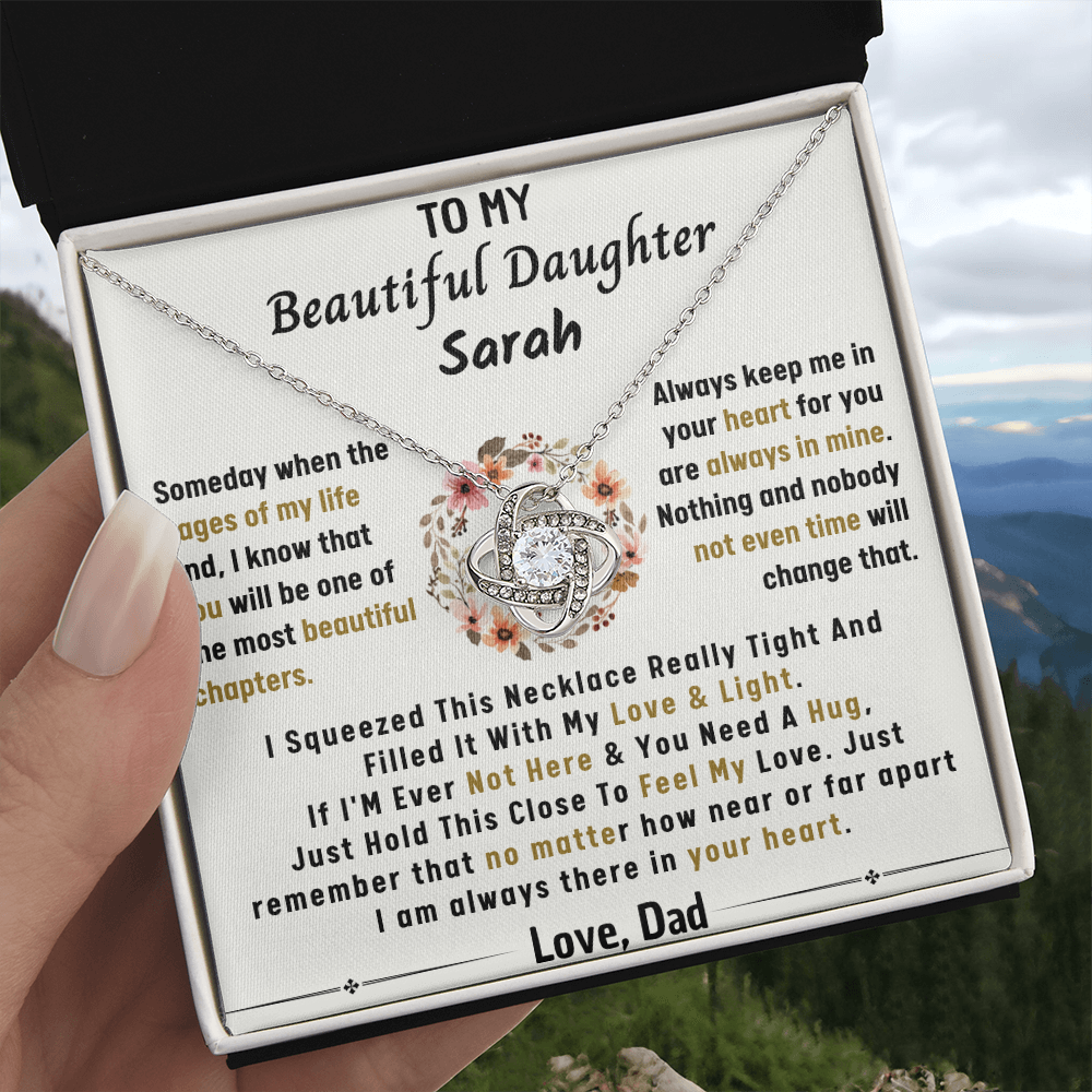 BEAUTIFUL DAUGHTER CUSTOMIZED LOVEKNOT NECKLACE