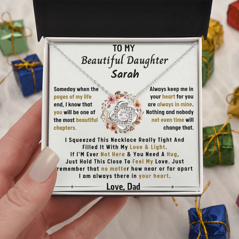 BEAUTIFUL DAUGHTER CUSTOMIZED LOVEKNOT NECKLACE