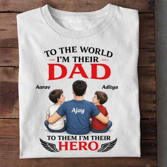HERO DAD OF TWO SON CUSTOMIZED TEE