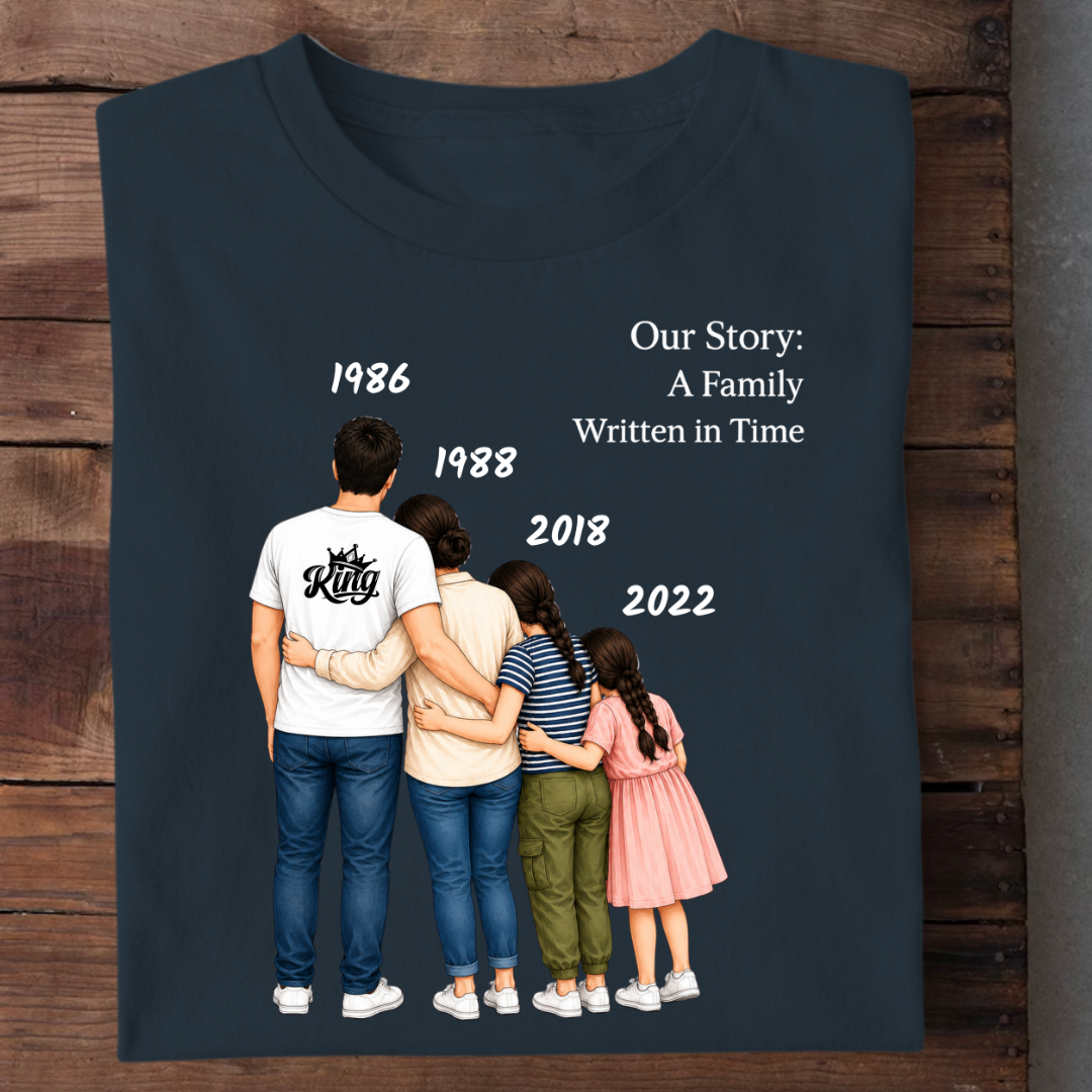 FAMILY IN TIME WITH TWO DAUGHTERS CUSTOMIZED TEE