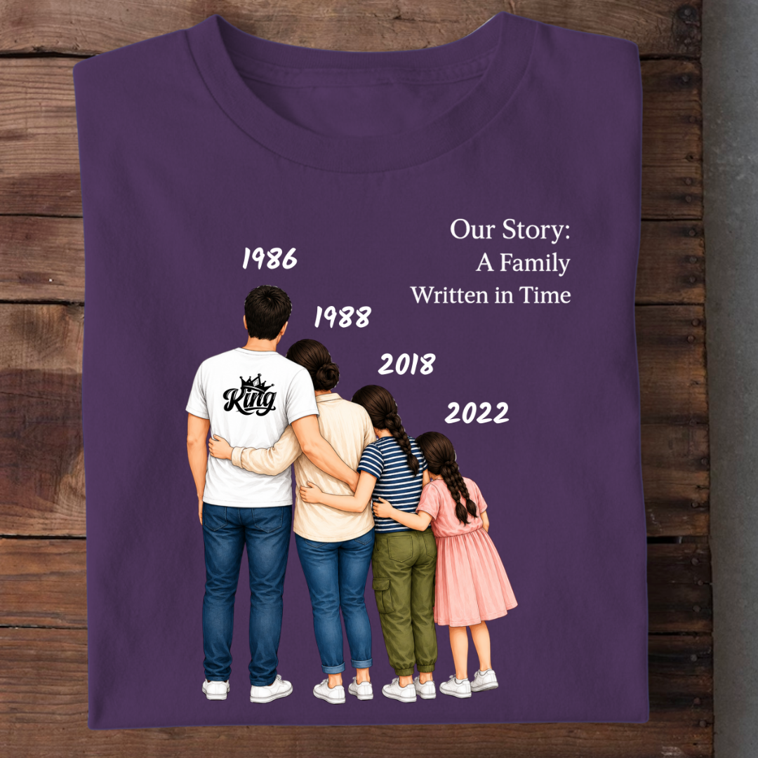 FAMILY IN TIME WITH TWO DAUGHTERS CUSTOMIZED TEE