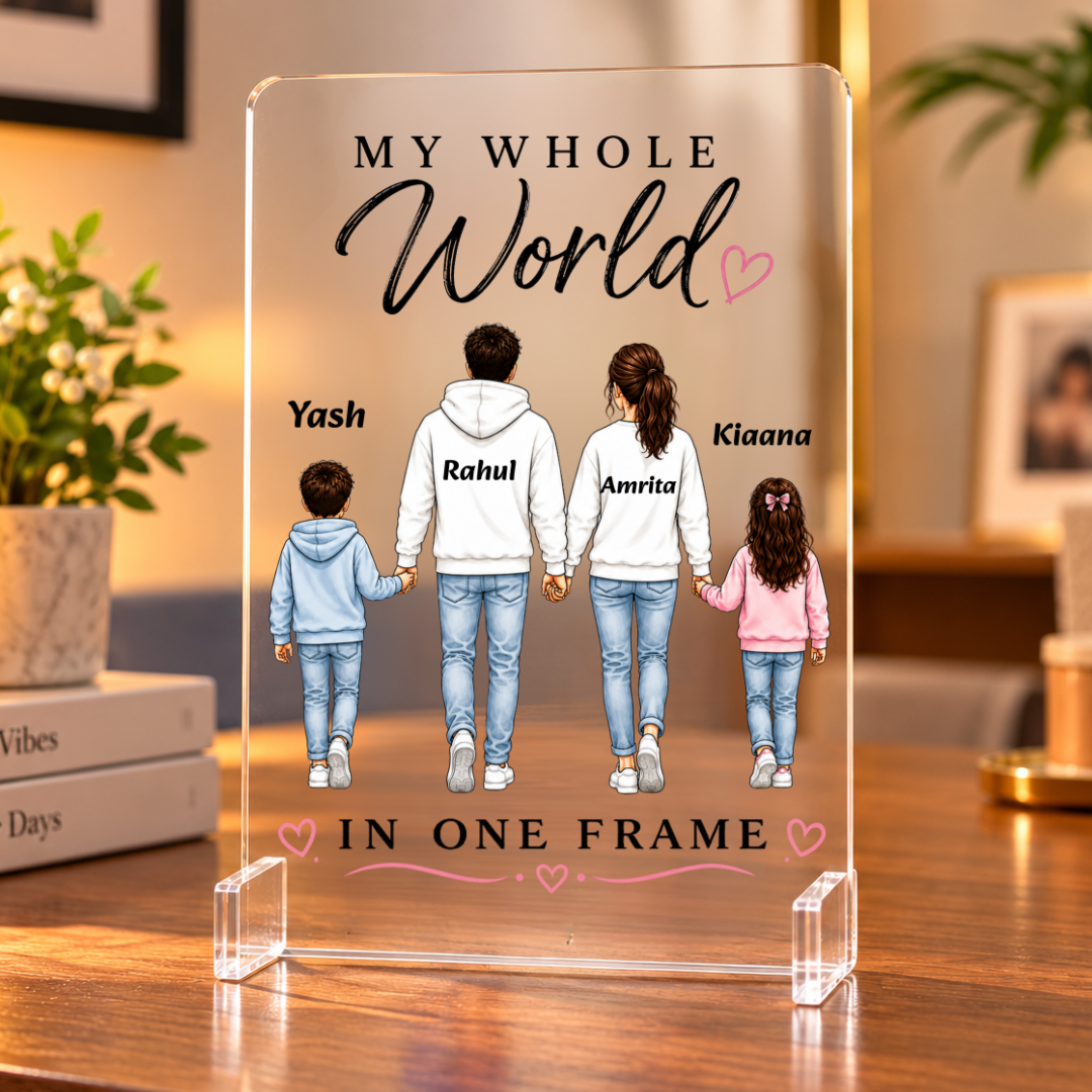 My Whole World in One Frame – Personalized(Son & Daughter) Family Acrylic Display Stand