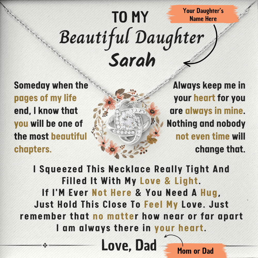 BEAUTIFUL DAUGHTER CUSTOMIZED LOVEKNOT NECKLACE