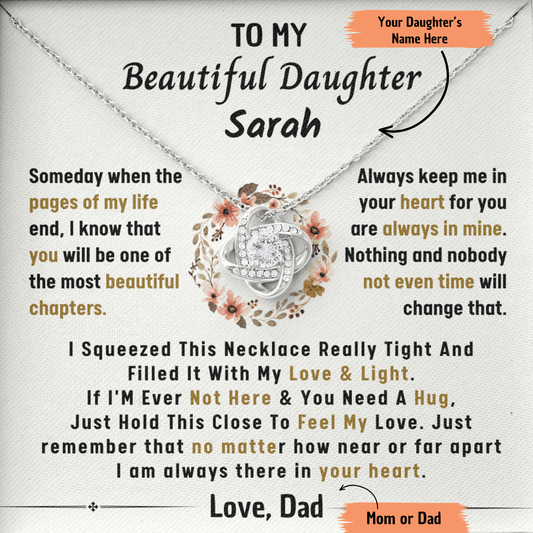 BEAUTIFUL DAUGHTER CUSTOMIZED LOVEKNOT NECKLACE